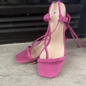 my delicious shoes Royal -H-Fuchsia Pink Strappy Tie 4" Heels Size 8